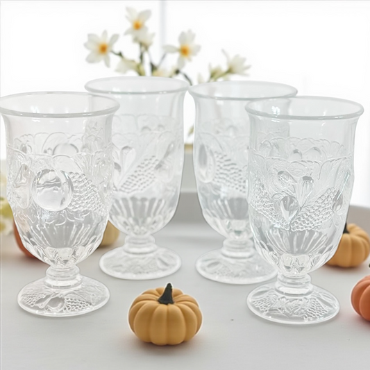 Set of 4 Vintage Westmoreland Della Robbia Footed Tumblers