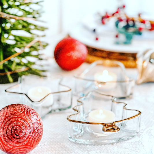 Vintage Holiday Tealight Holder Set, Holiday Decor, Christmas Candle Holders
