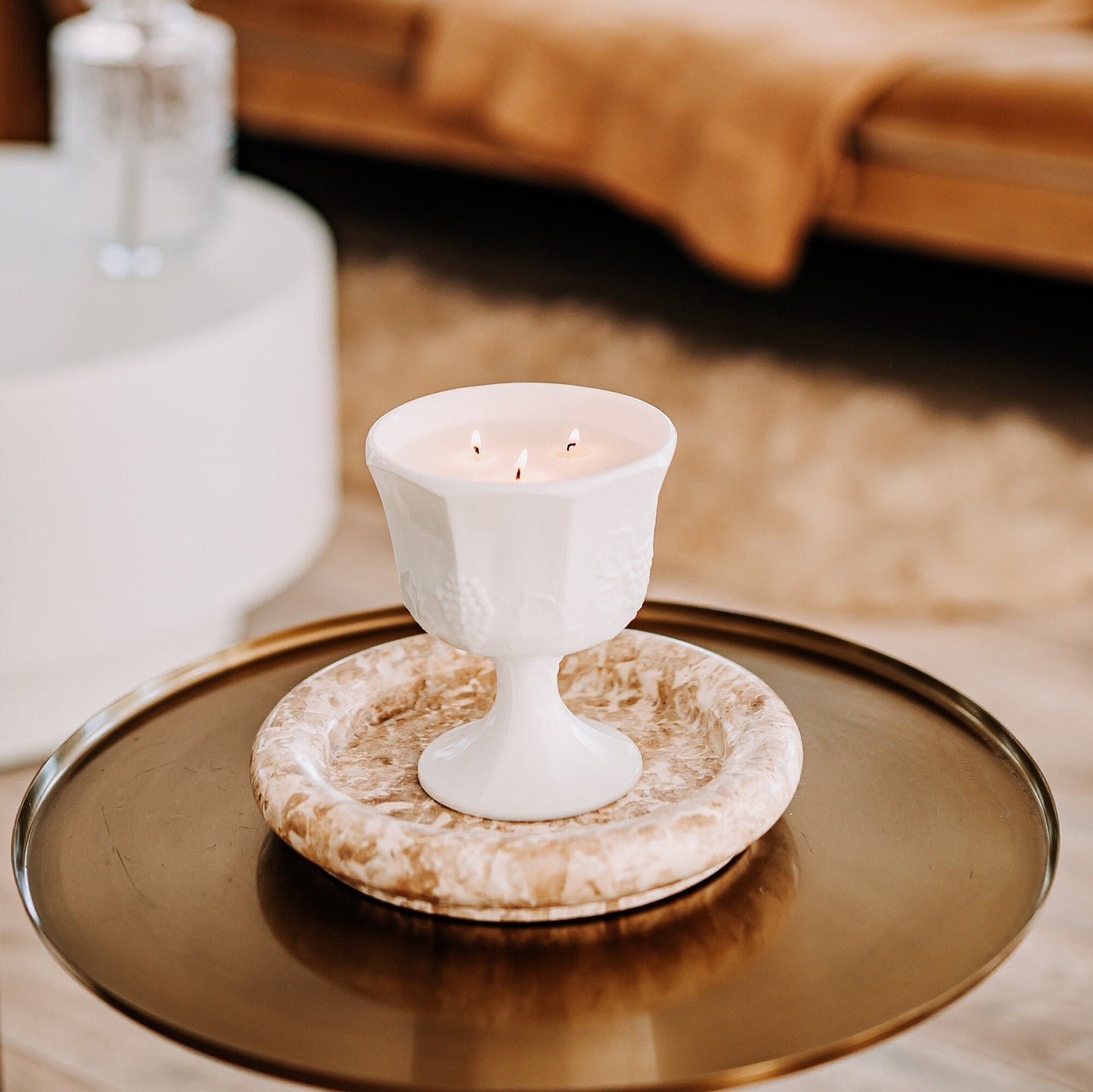 Vintage Milk Glass Planter Candle
