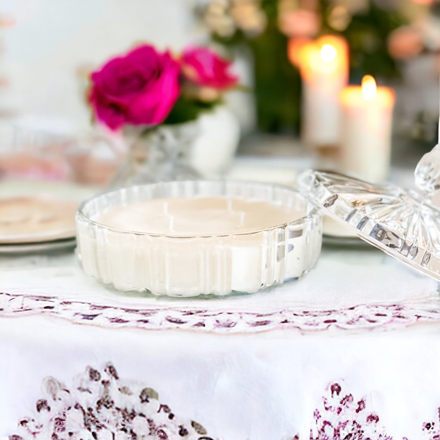 Soy Candle in Old Cafe Candy Dish - Holiday Scents