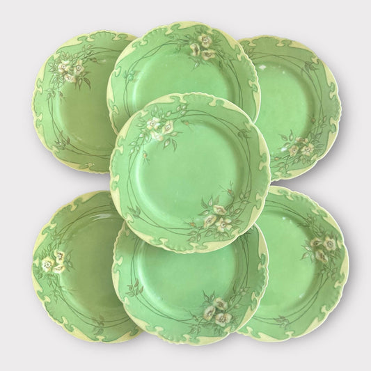 Antique Hand Painted Dessert Plates, Romantic Table Decor