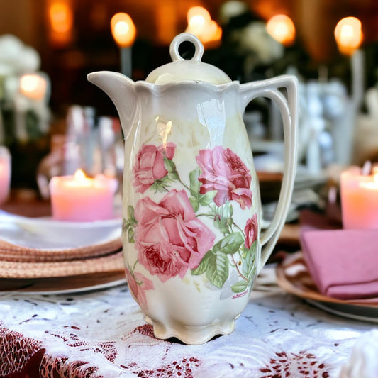 Antique Hand Painted Chocolate Pot, Wedding Gift, Bride to be Gift