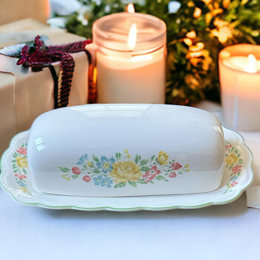 Vintage Nikko Floral Butter Dish, Best Friend Birthday Gift, Shabby Chic