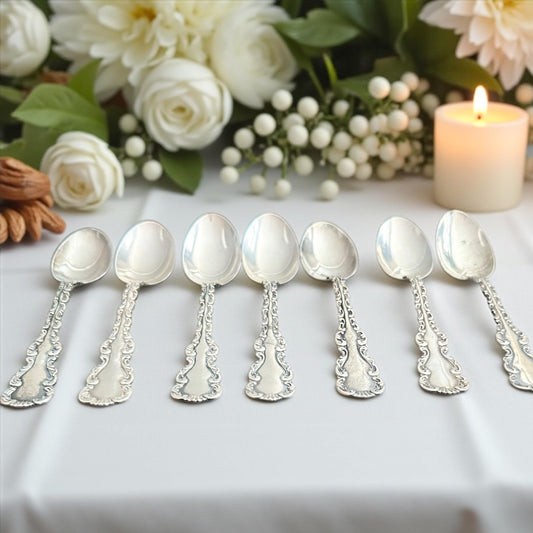 Antique Sterling Silver, Louis XV Demitasse Spoon, 1891, Wedding Gift for Couple