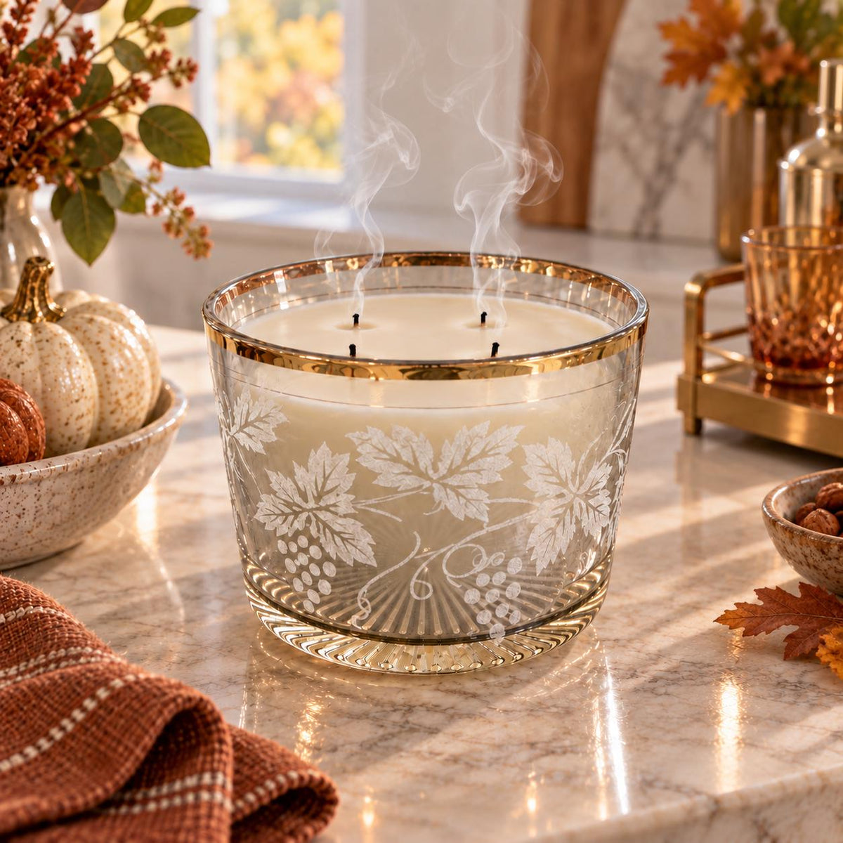 Vintage Glass Ice Bucket Candle, Holiday Hostess Gift