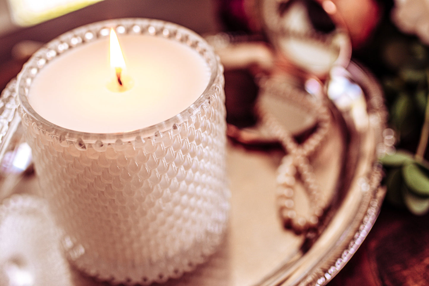 Soy Candle in Vintage Style Candy Dish