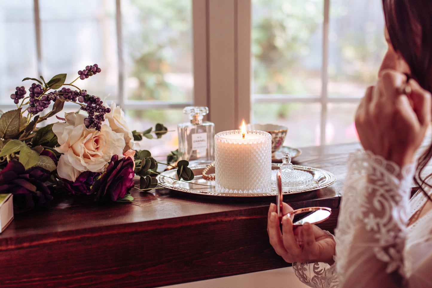 Soy Candle in Vintage Style Candy Dish