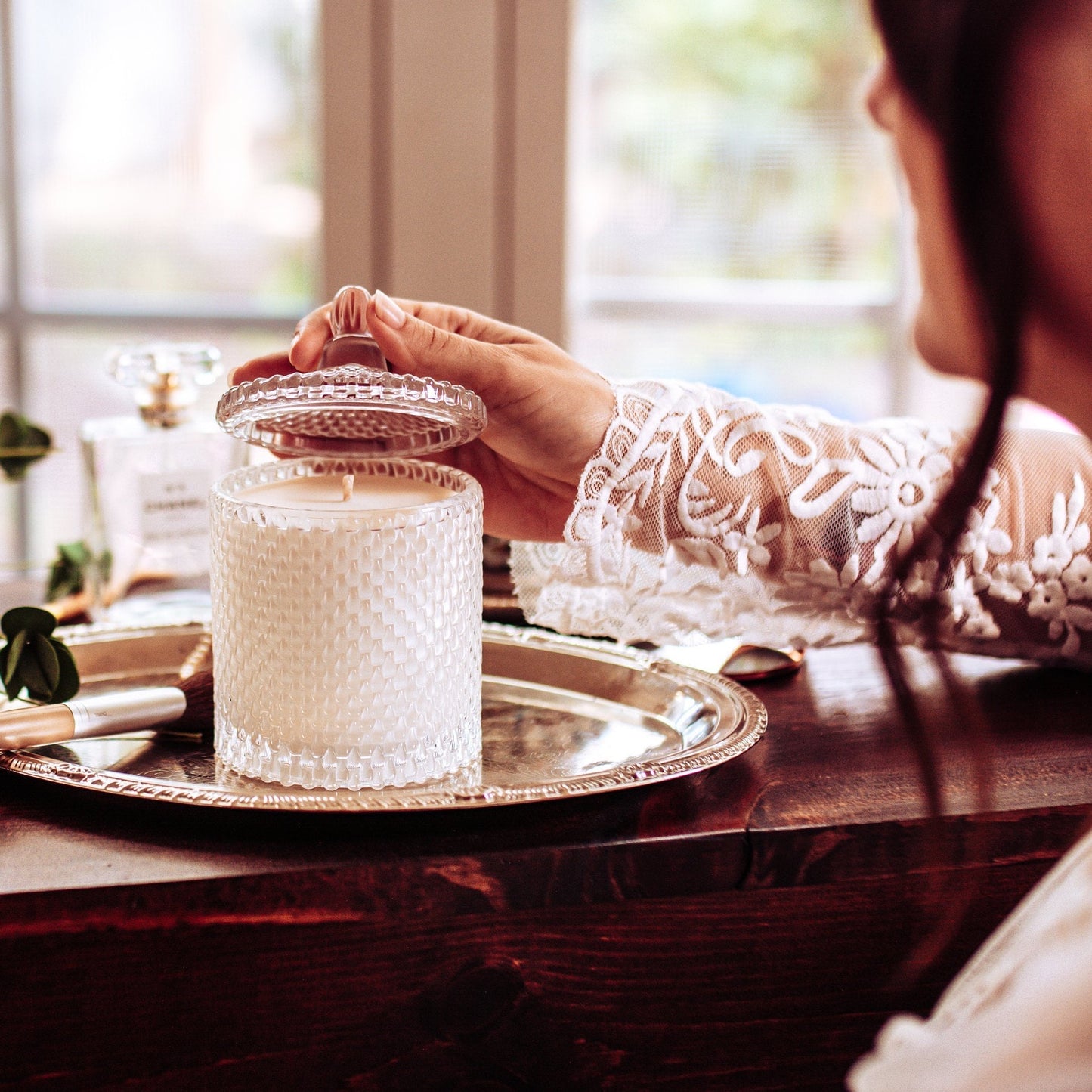 Soy Candle in Vintage Style Candy Dish