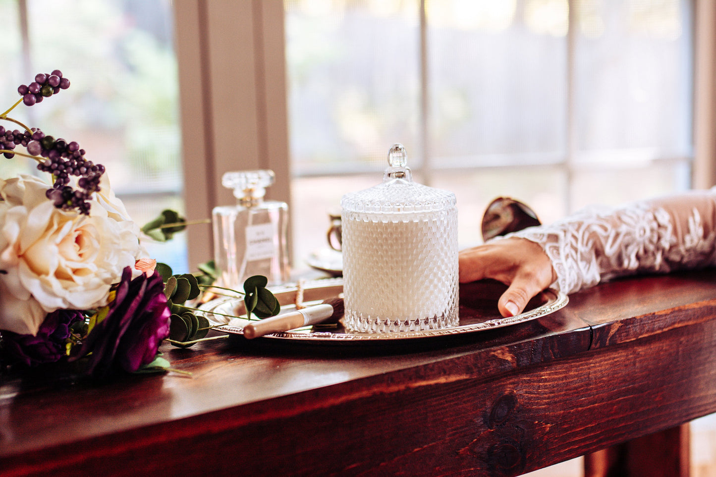Soy Candle in Vintage Style Candy Dish