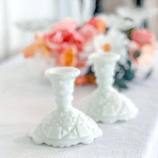 Candle Holder, Milk Glass, Vintage Decor, Wedding Gift, Couples Gift
