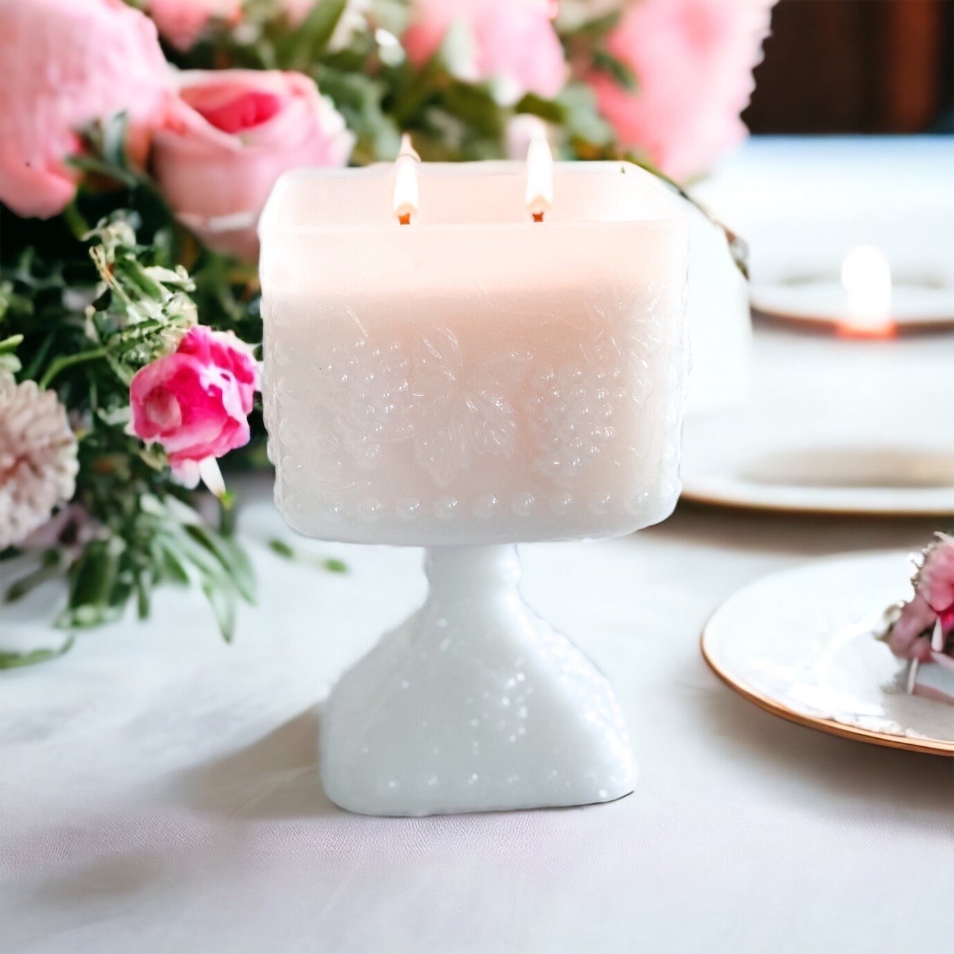 Scented Candles, Milk Glass, Mom Gift, Birthday Gift For Her