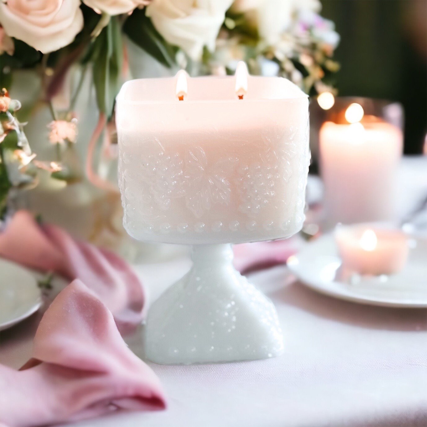 Scented Candles, Milk Glass, Mom Gift, Birthday Gift For Her