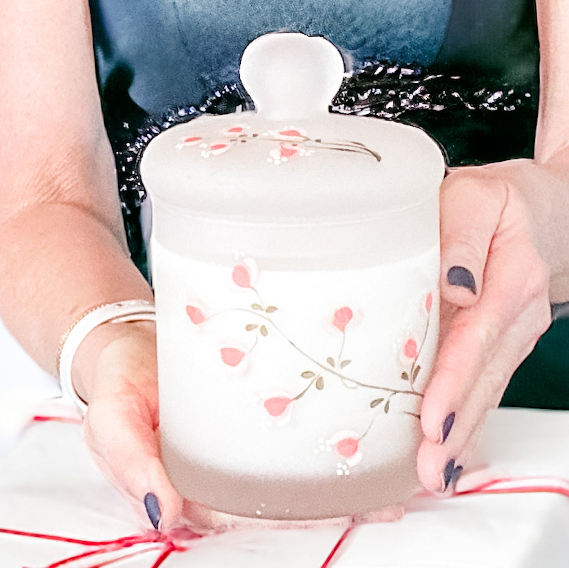 Orchid Whisper Vintage Candle | Hand-Painted Frosted Glass Jar