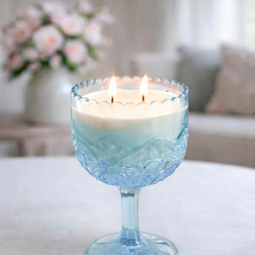 Unique Candle in Vintage Footed Compote