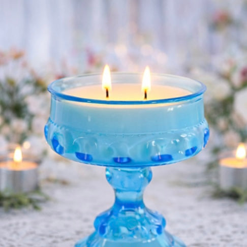 Vintage Sea Salt & Orchid Candle in Indiana Glass Compote