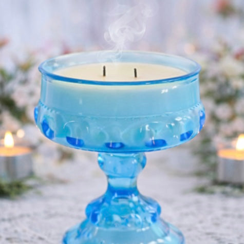 Vintage Sea Salt & Orchid Candle in Indiana Glass Compote
