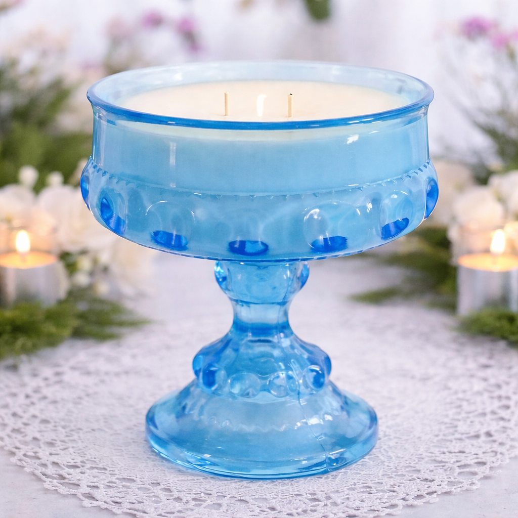 Vintage Sea Salt & Orchid Candle in Indiana Glass Compote