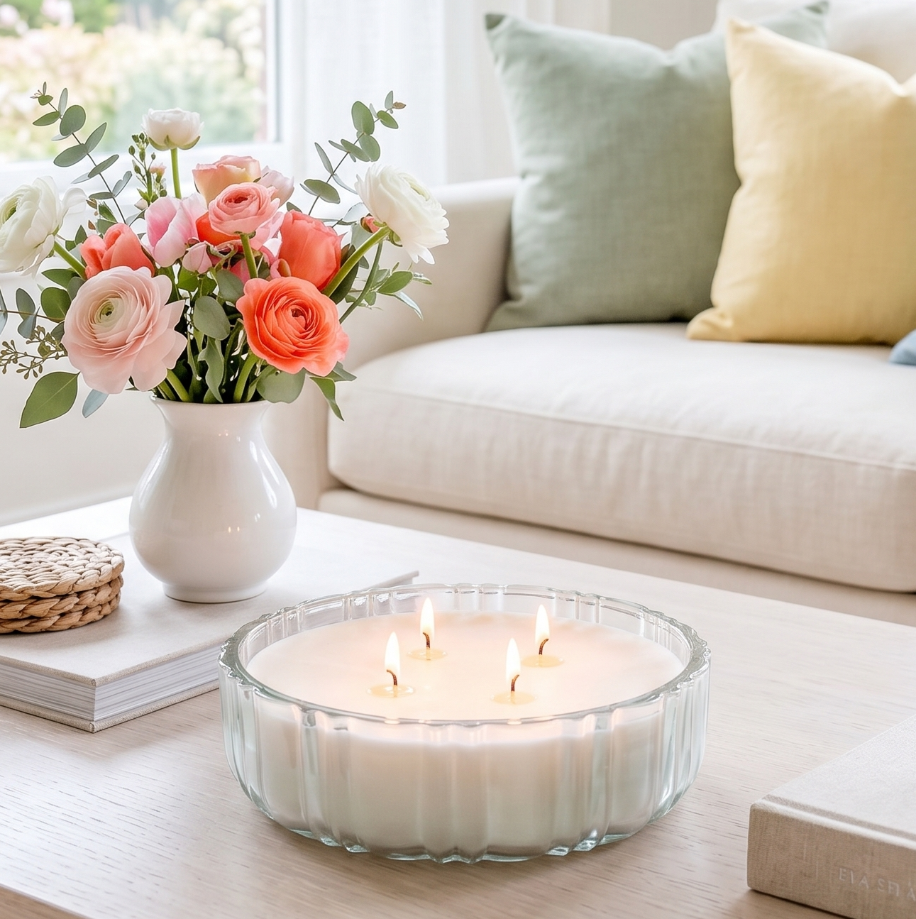 Vintage Clear Glass Candy Dish Candle – Spring Scents
