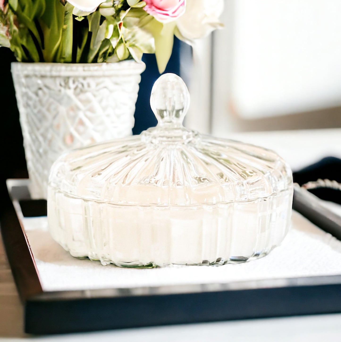 Sea Salt & Orchid Candle | Vintage Anchor Hocking Candy Dish