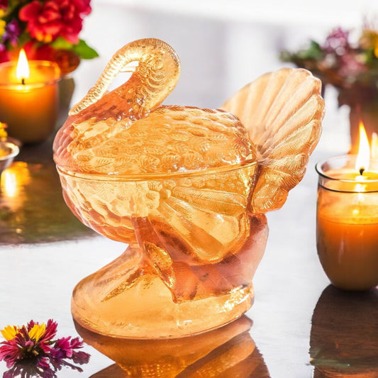 Vintage Sweet Almond Candle in Turkey Covered Dish | Thanksgiving Decor