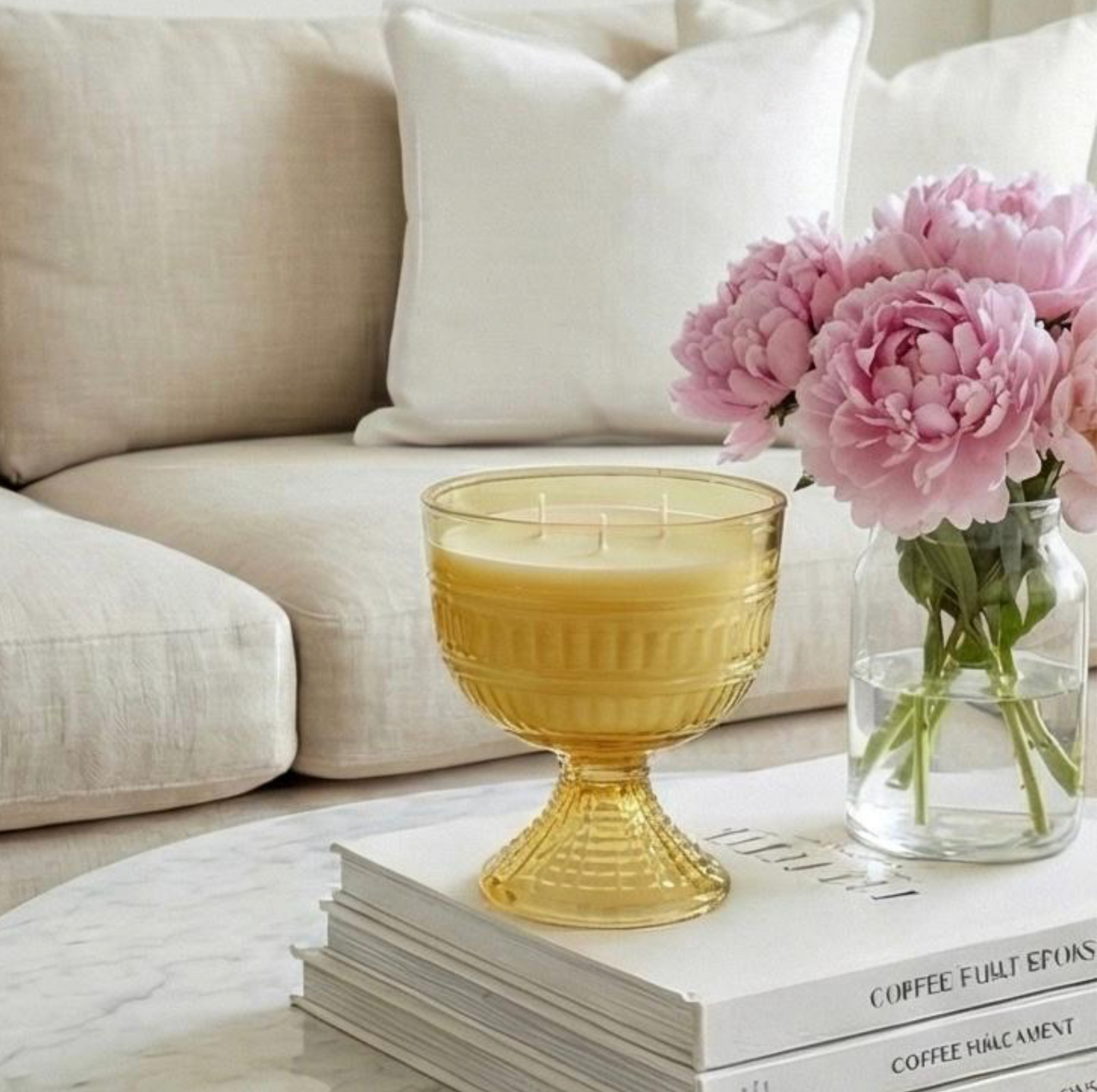 Vintage Wild Pear & Honey Candle in Yellow Glass Planter