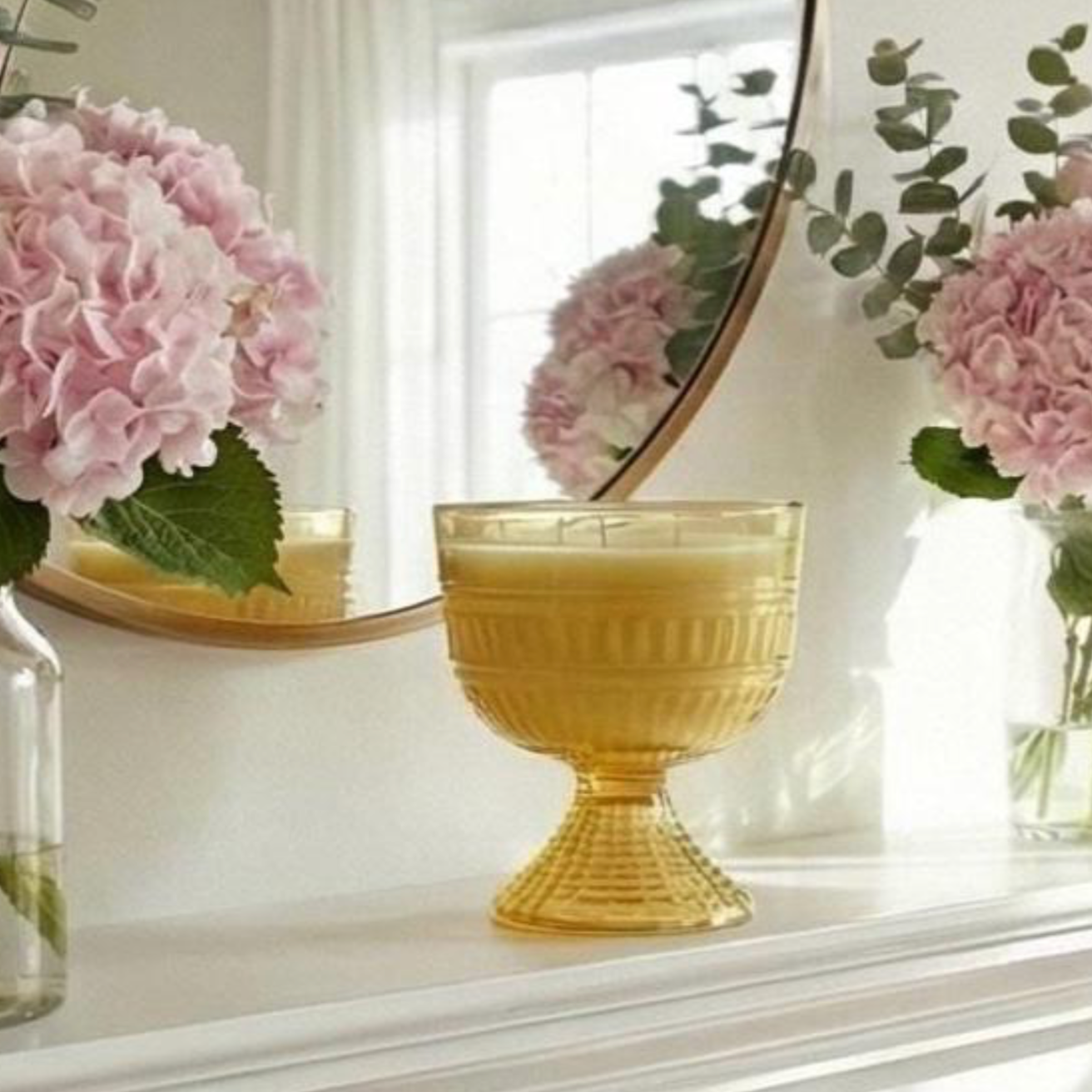 Vintage Wild Pear & Honey Candle in Yellow Glass Planter