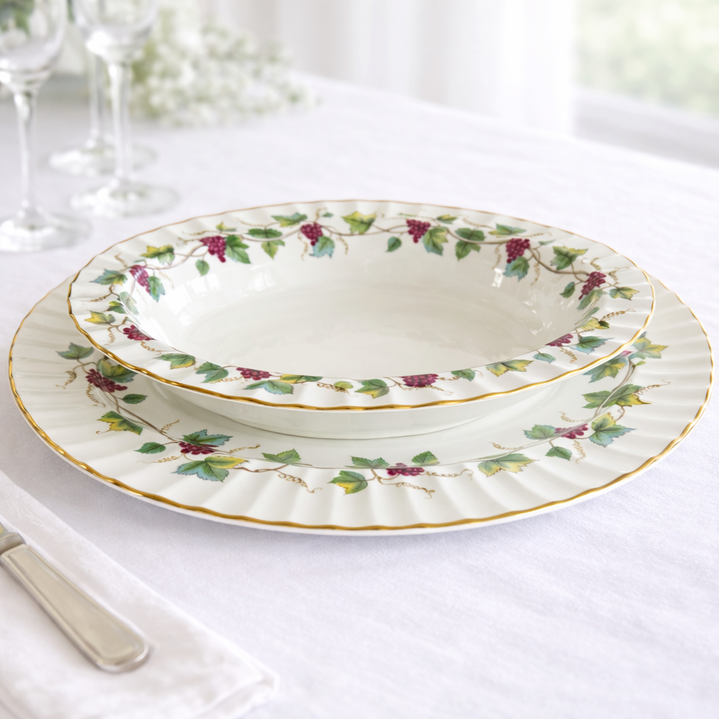 Royal Worcester Bacchanal Serving Set – Vintage Oval Bowl & Platter, 1970s England