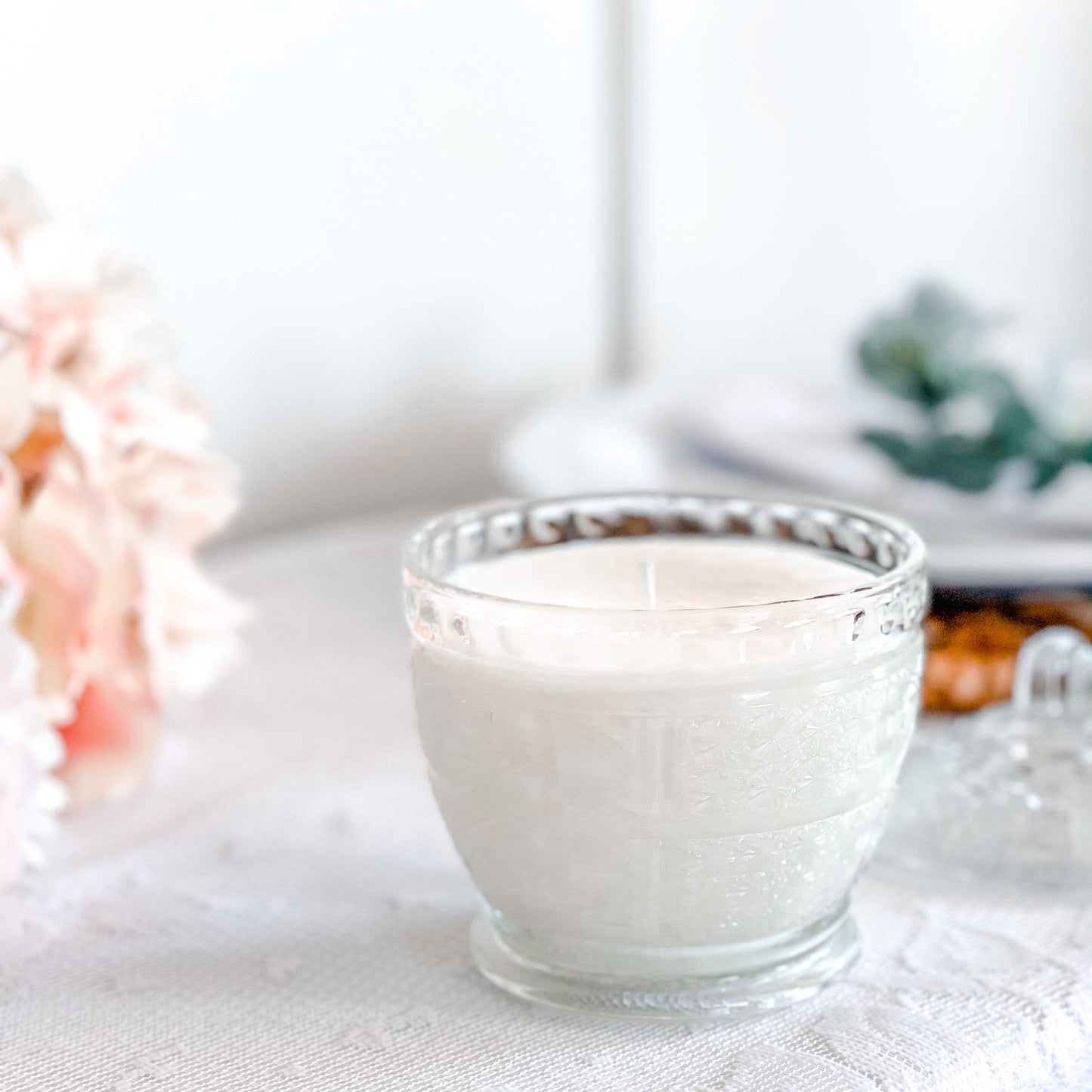 Lavender Vanilla Soy Wax Candle in Vintage Glass Dish