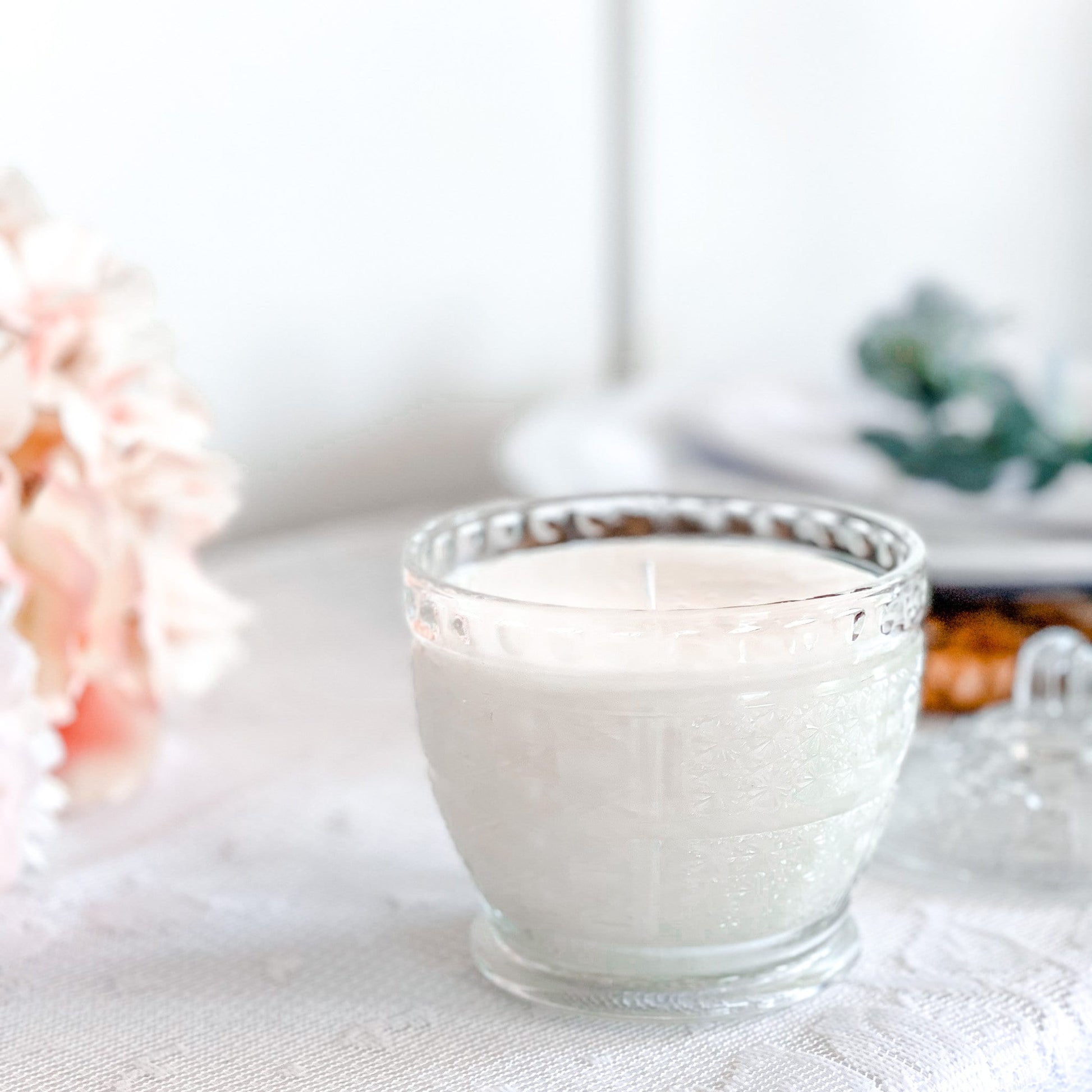 Lavender Vanilla Soy Wax Candle in Vintage Glass Dish