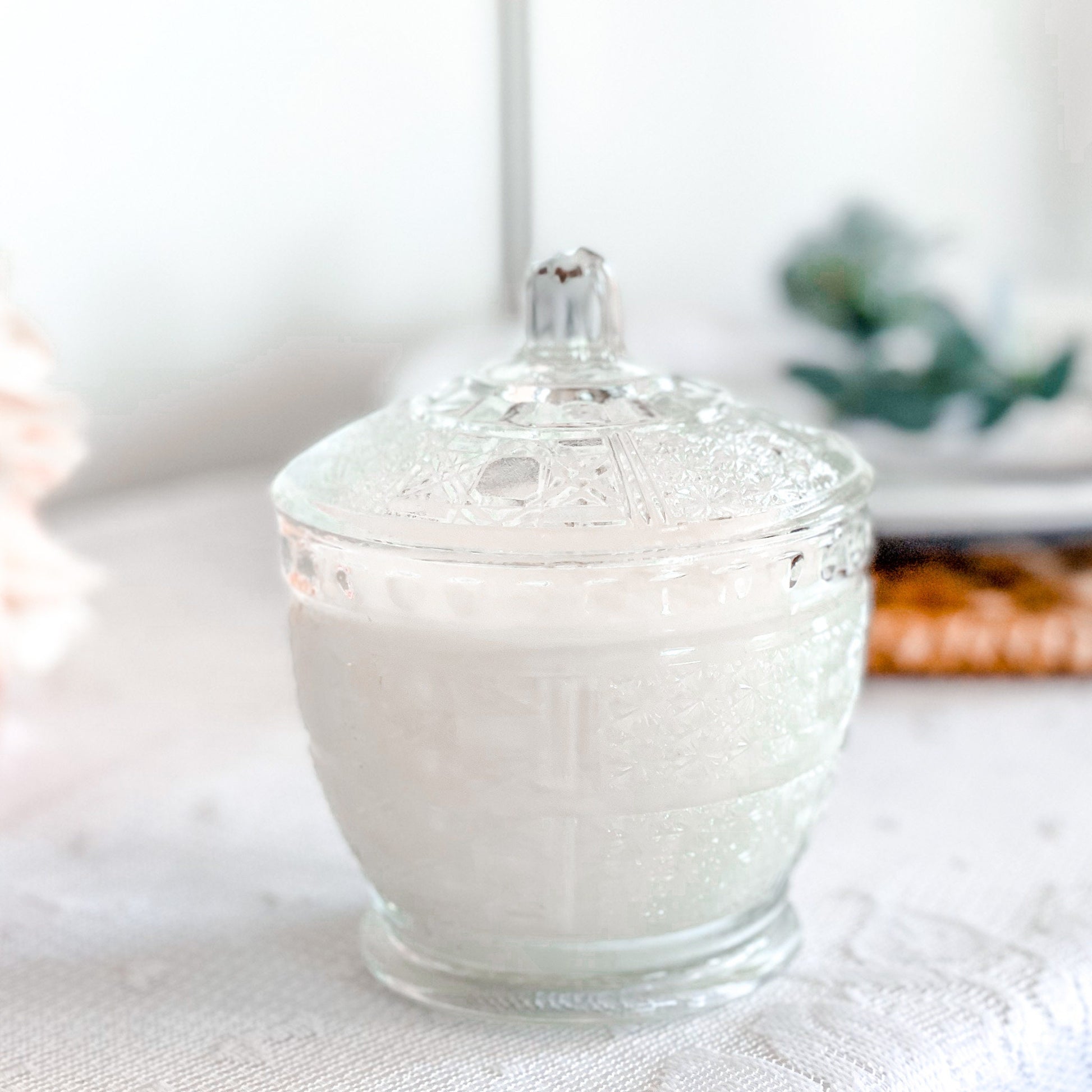 Lavender Vanilla Soy Wax Candle in Vintage Glass Dish