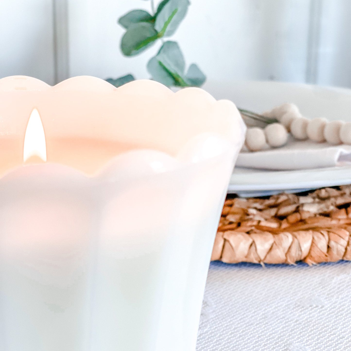 Scented Soy Candle in Vintage Milk Glass Planter