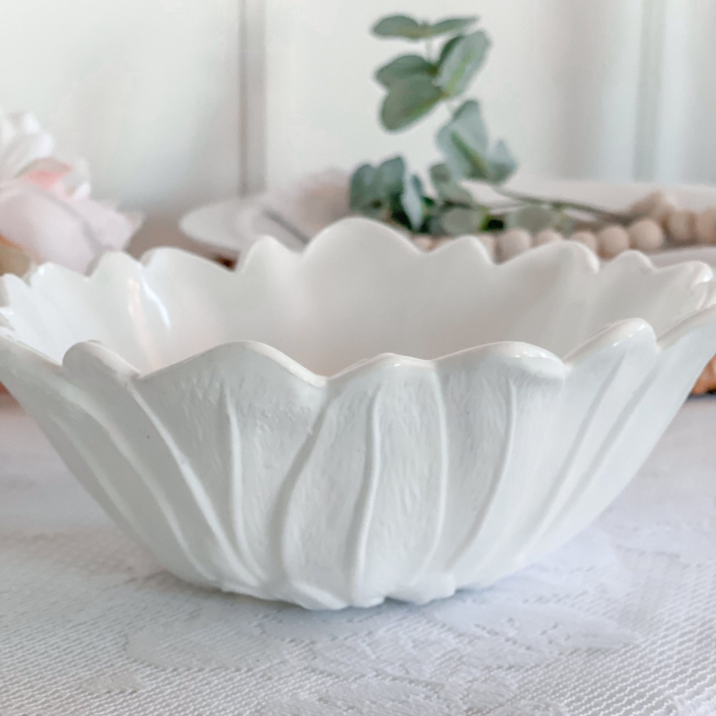 Vintage Gardenia Tuberose Candle | Milk Glass Sunflower Bowl