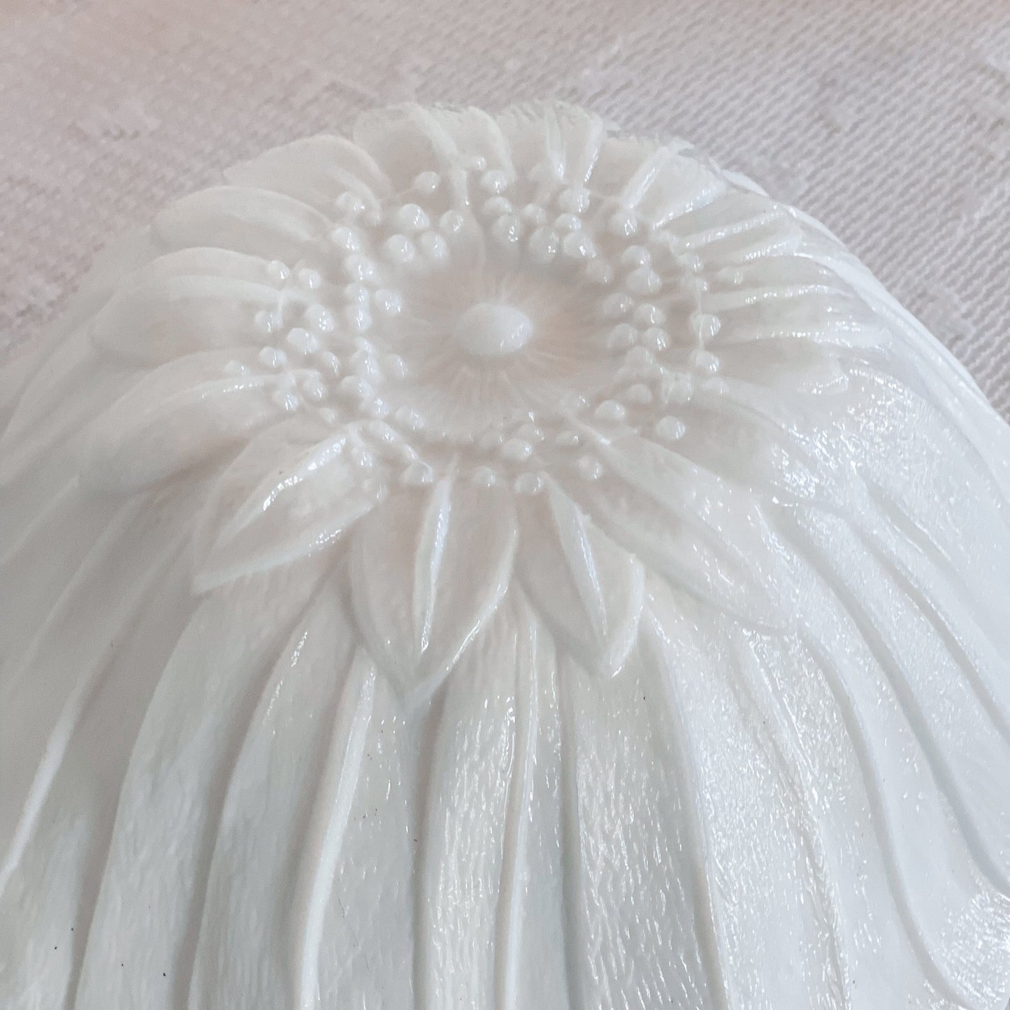 Vintage Gardenia Tuberose Candle | Milk Glass Sunflower Bowl