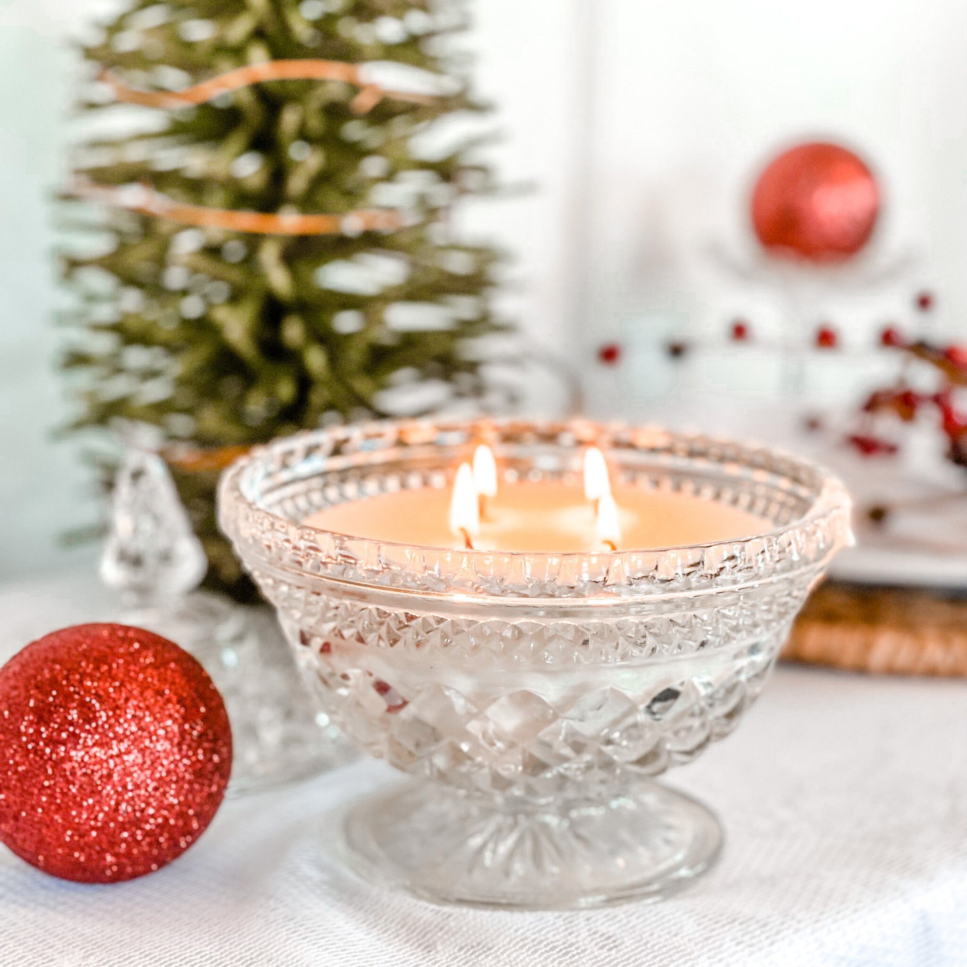 Scented Candle in Vintage Glass Candy Dish, Best Friend Birthday Gift