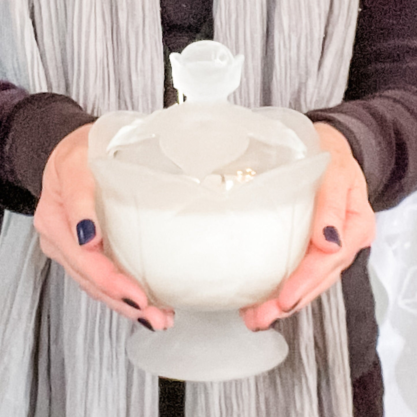 Soy Candle in Vintage Viking Glass Cabbage Dish, Fall Candle, Vintage Candle Décor