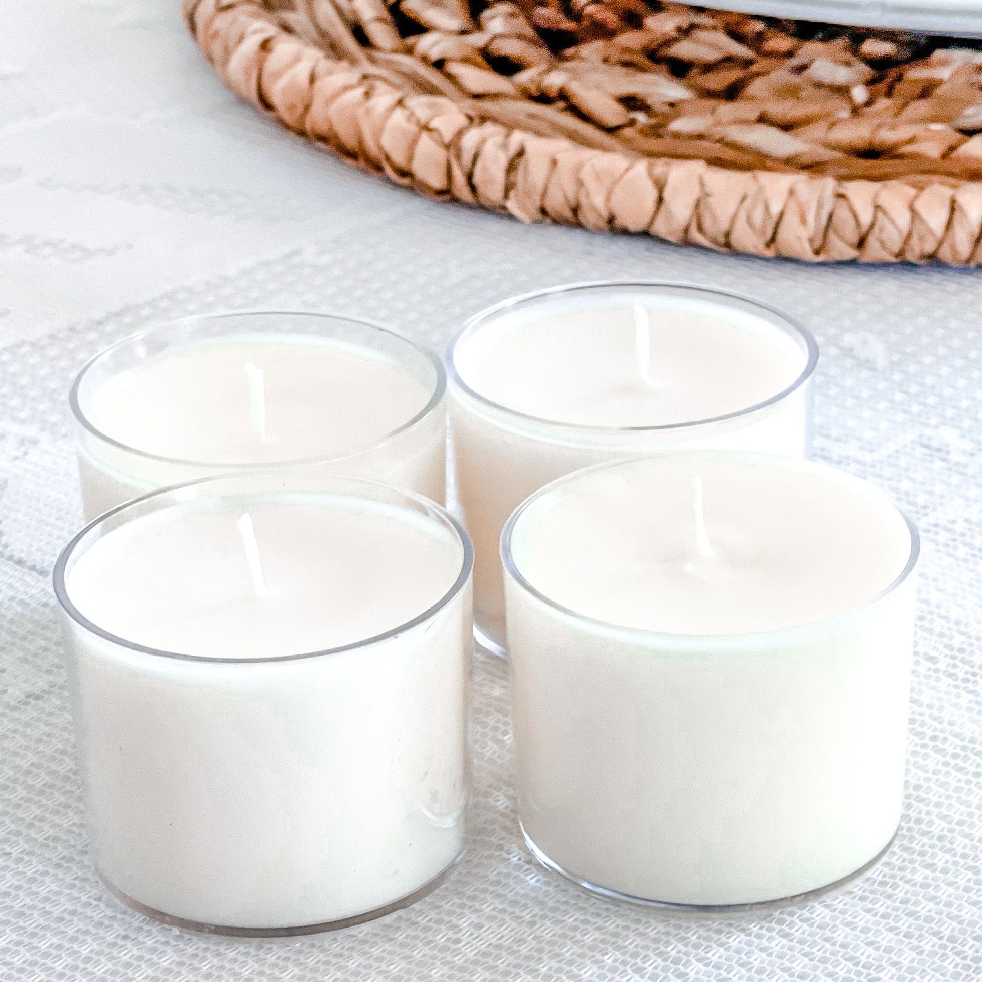 Clear-Cupped Spa Tealight Candles - Plant-Based Wax, Variety of Scents