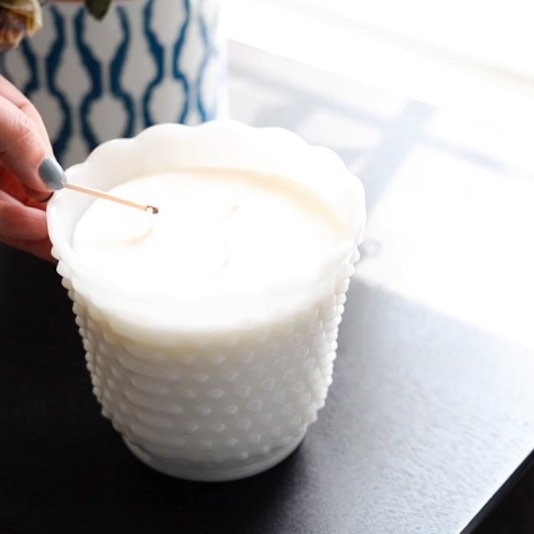 Hand-Poured Vintage Milk Glass Candle