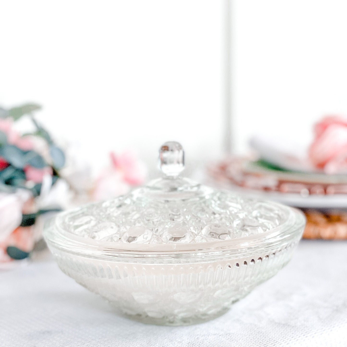 Federal Glass Candy Dish Candle, Christmas Hearth Scent