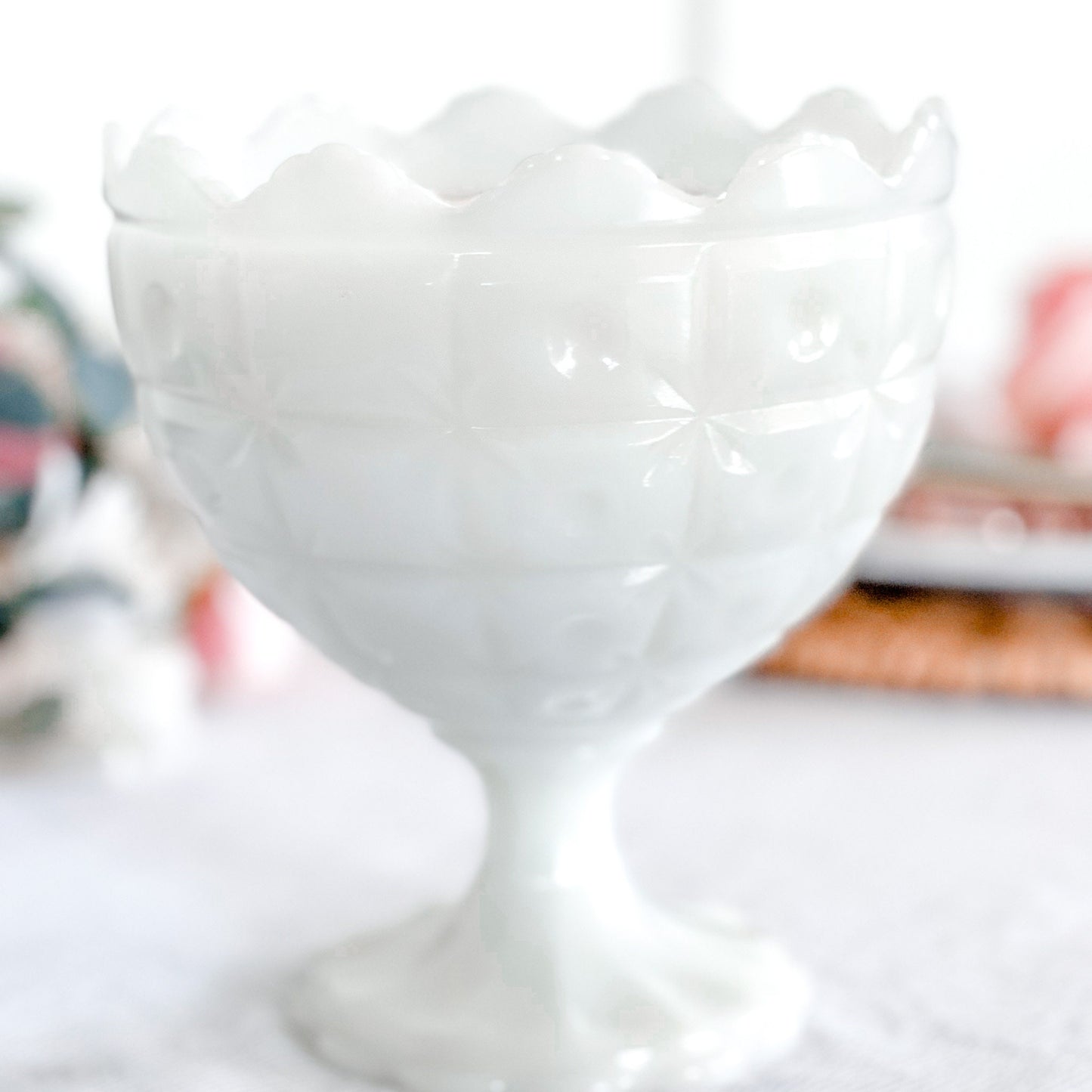 Scented Candle in Milk Glass Vase