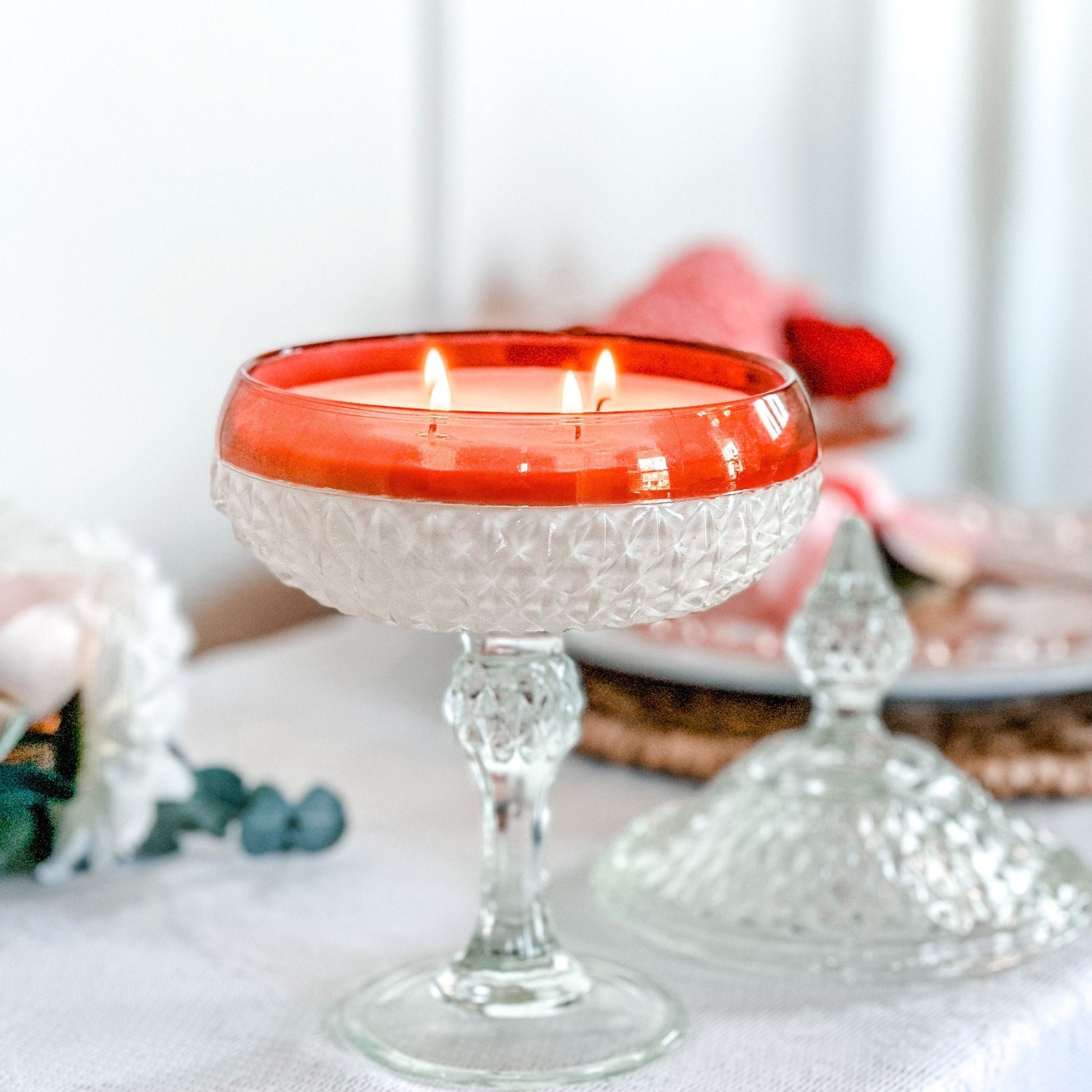 Luxury Soy Candle in Vintage Candy Dish, Christmas Gifts for Wife