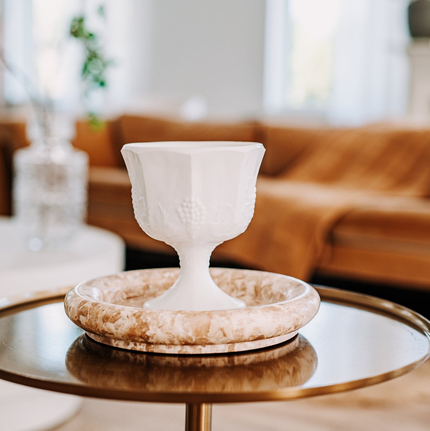 Vintage Milk Glass Planter Candle