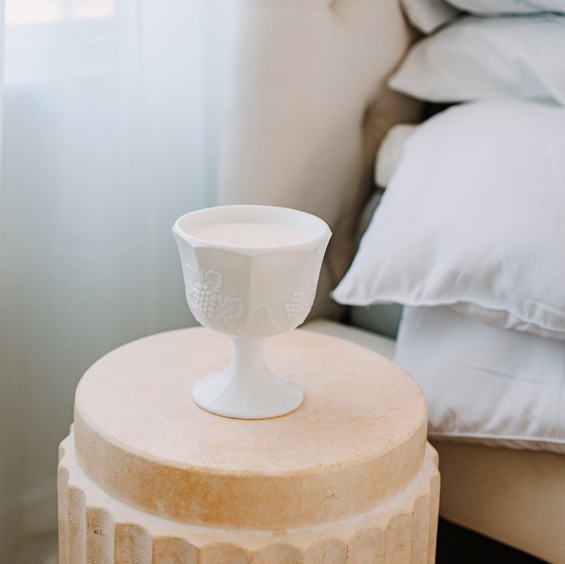 Vintage Milk Glass Planter Candle