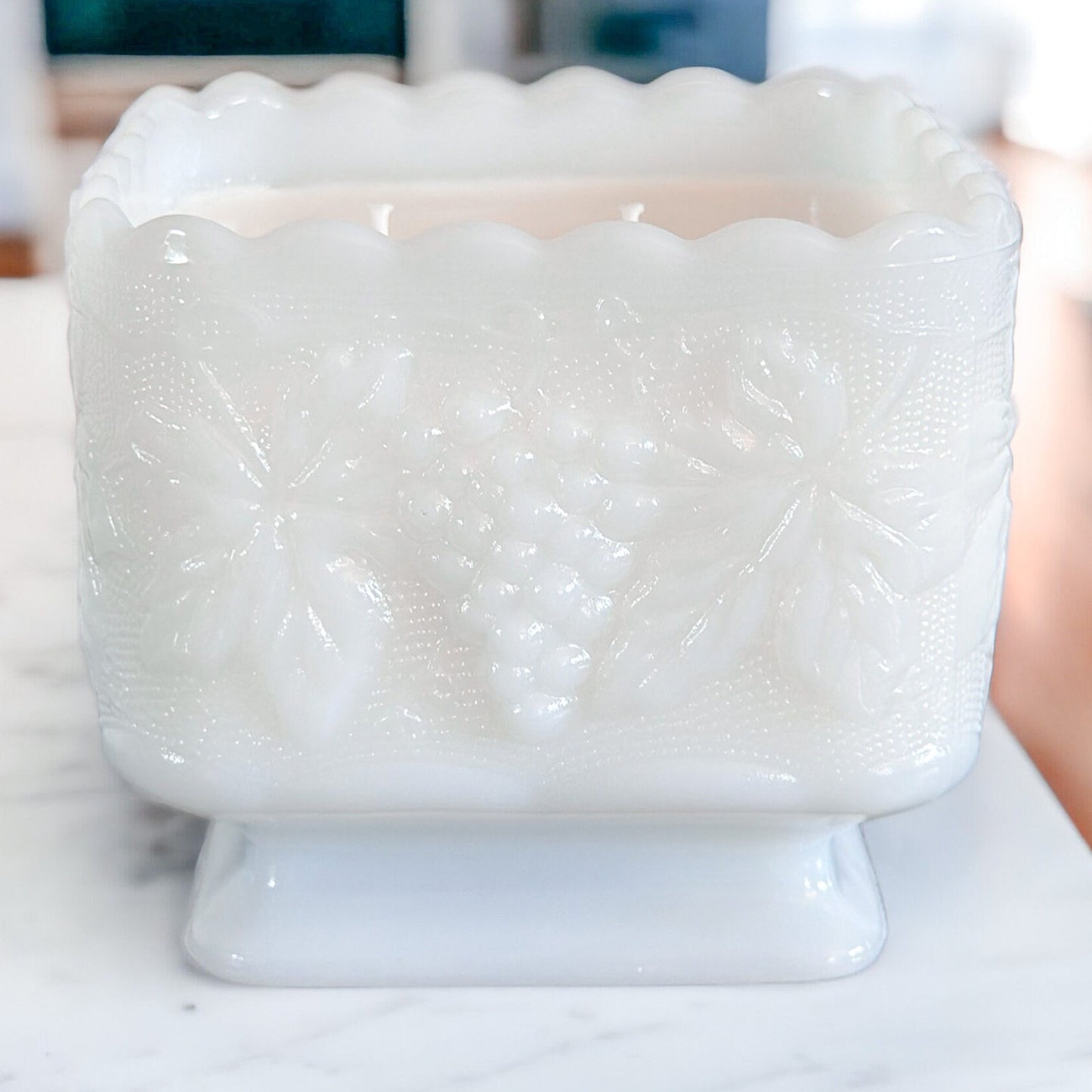 Custom Scented Hand-Poured Vintage Milk Glass Candle