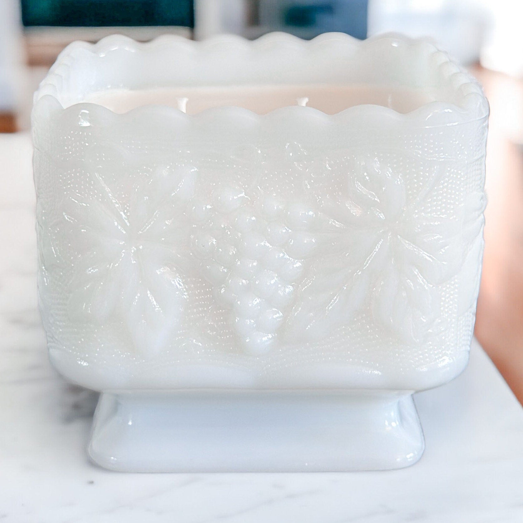 Custom Scented Hand-Poured Vintage Milk Glass Candle