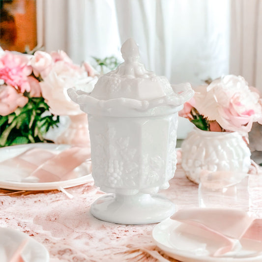 Vintage Milk Glass Candle - Elegant Home Decor