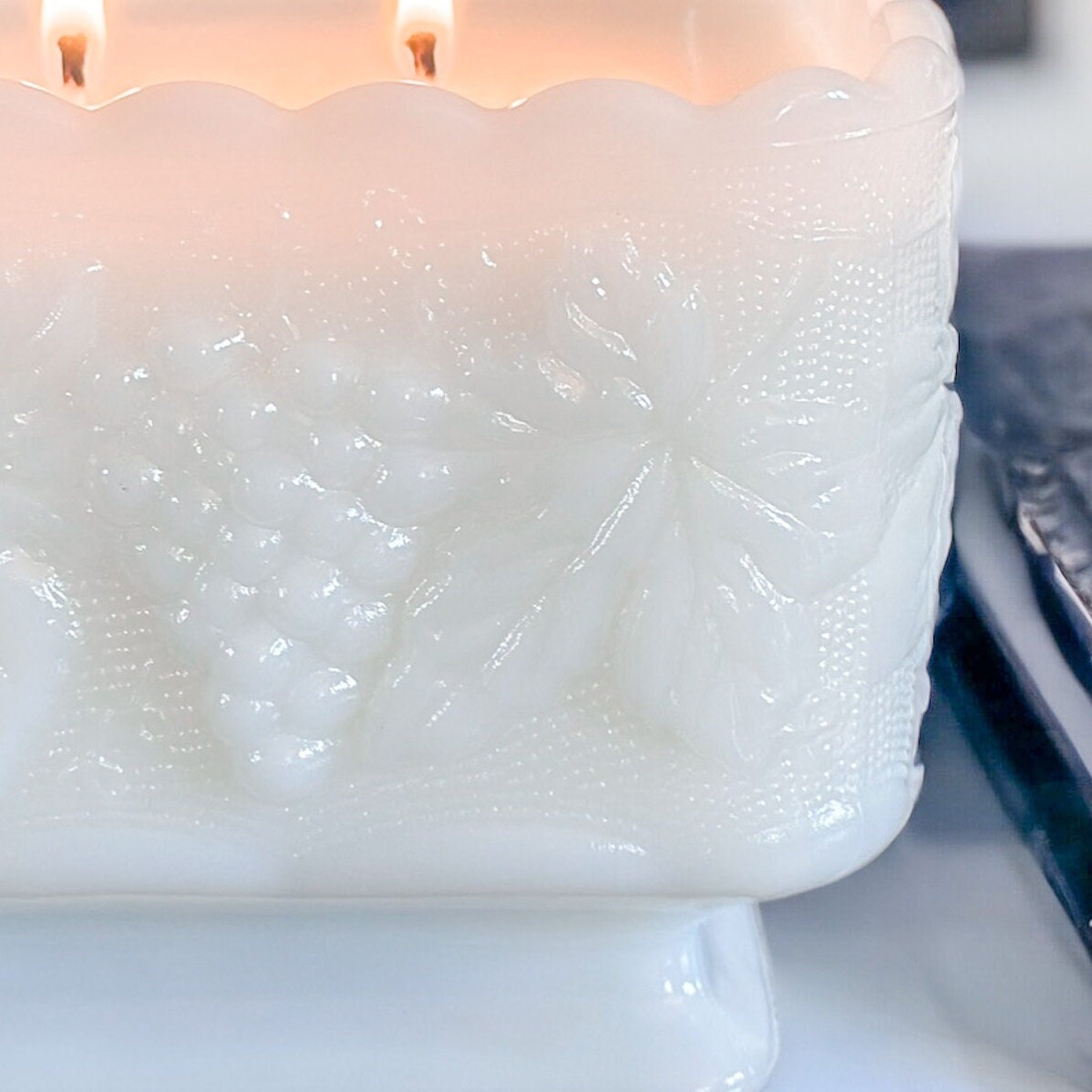Custom Scented Hand-Poured Vintage Milk Glass Candle