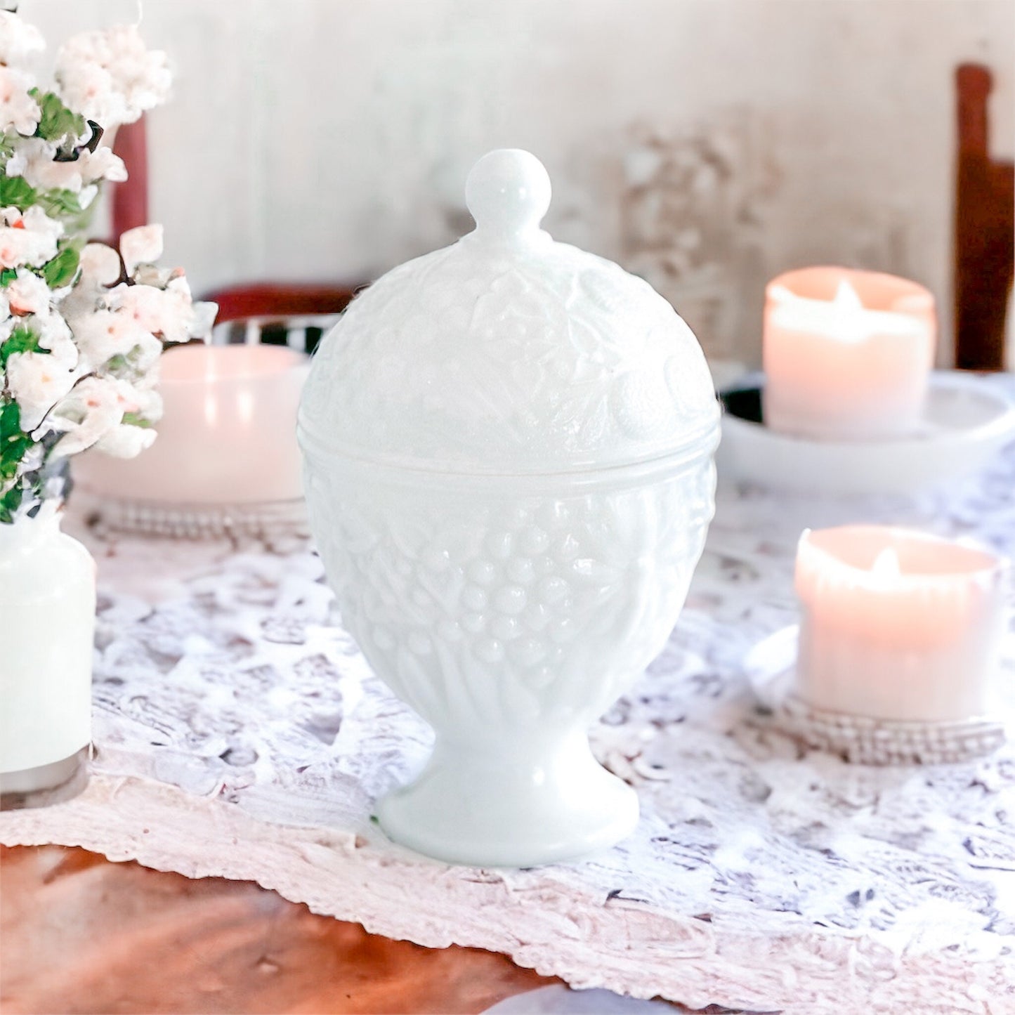 Vintage Avon Milk Glass Lavender Soy Candle