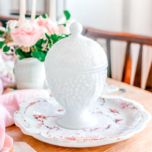 Vintage Avon Milk Glass Lavender Soy Candle