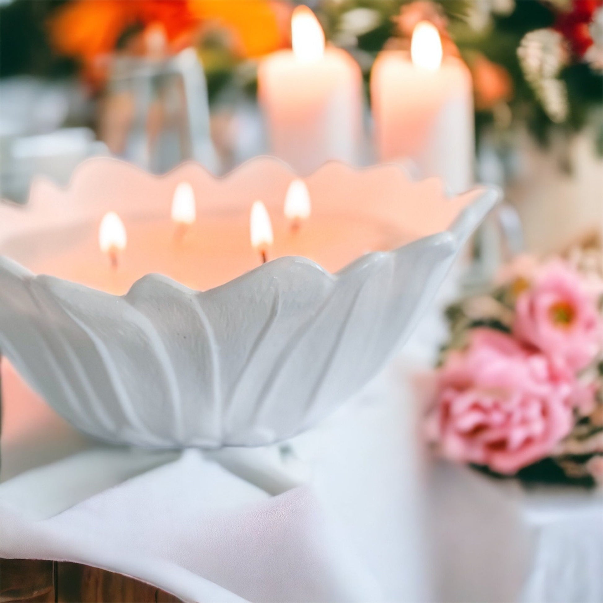 Vintage Gardenia Tuberose Candle | Milk Glass Sunflower Bowl