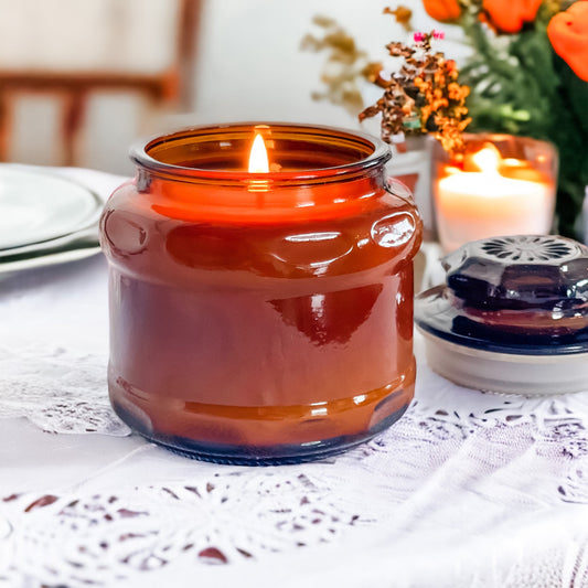 Soy Candle in Vintage Amber Jar